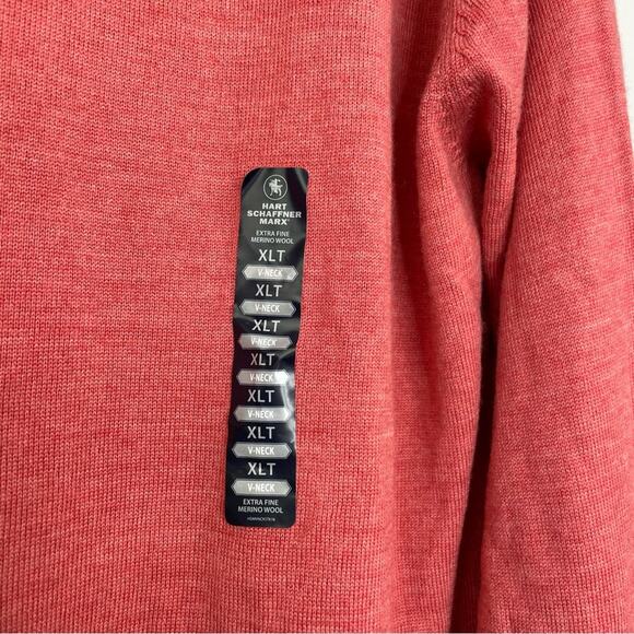 Hart Schaffner Marx Extra Fine Merino Wool pink knit sweater V-neck size XLT - Picture 4 of 10